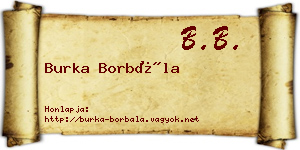 Burka Borbála névjegykártya